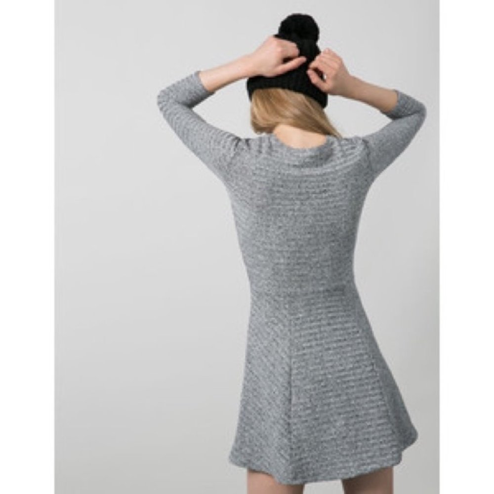 Bershka Dark Gray 3/4 Sleeve Dress Size L Petite.